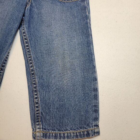 Oshkosh Vestbak Denim Blue Jean Kids Overalls Girls Pink Accents Size 2T - Picture 10 of 15